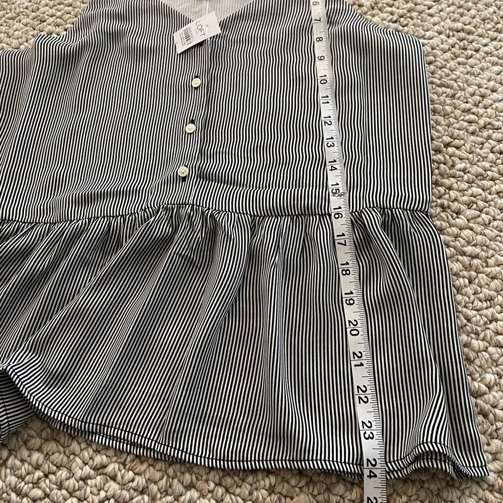 Loft Outlet Black and White Pinstriped Peplum Tank - Picture 5 of 7